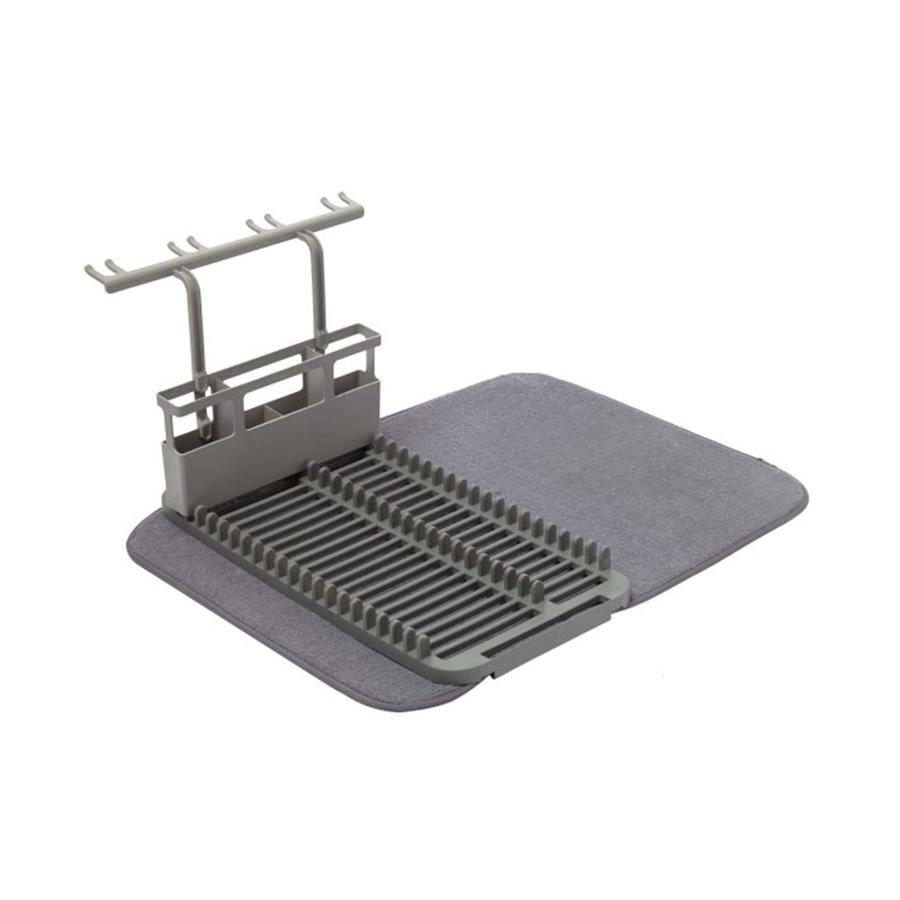 Umbra UDry Dish Rack with Dry Mat Charcoal Charcoal