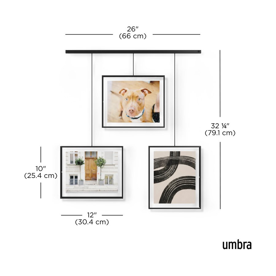Umbra Exhibit 13 x 18cm Wall Picture Frames (Set of 3) Black Black