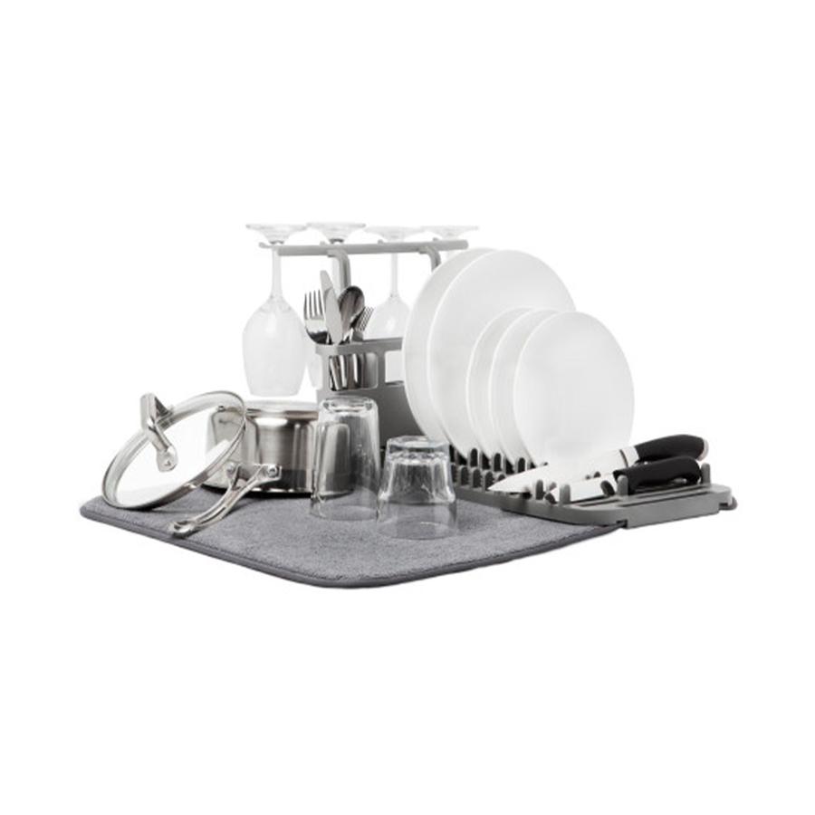 Umbra UDry Dish Rack with Dry Mat Charcoal Charcoal