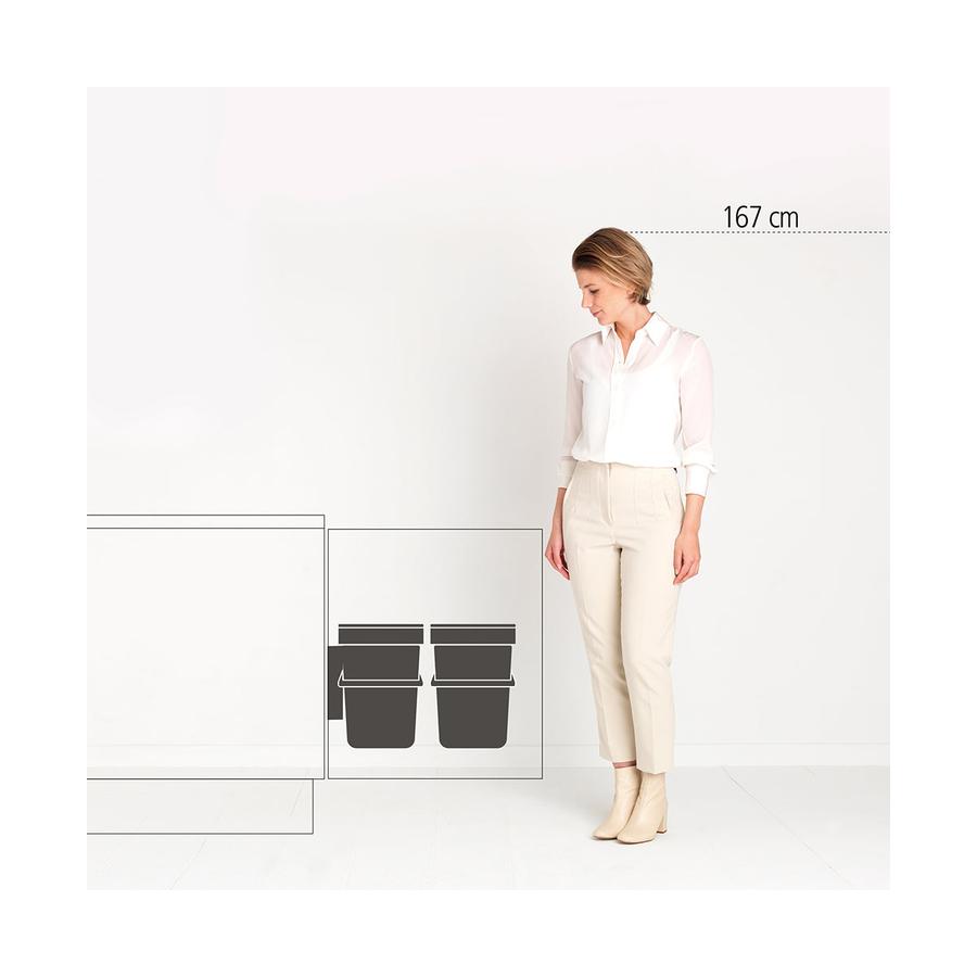 Brabantia Sort & Go Built-In Bin (2 x 12L) Jade Green/Grey Jade Green/Grey