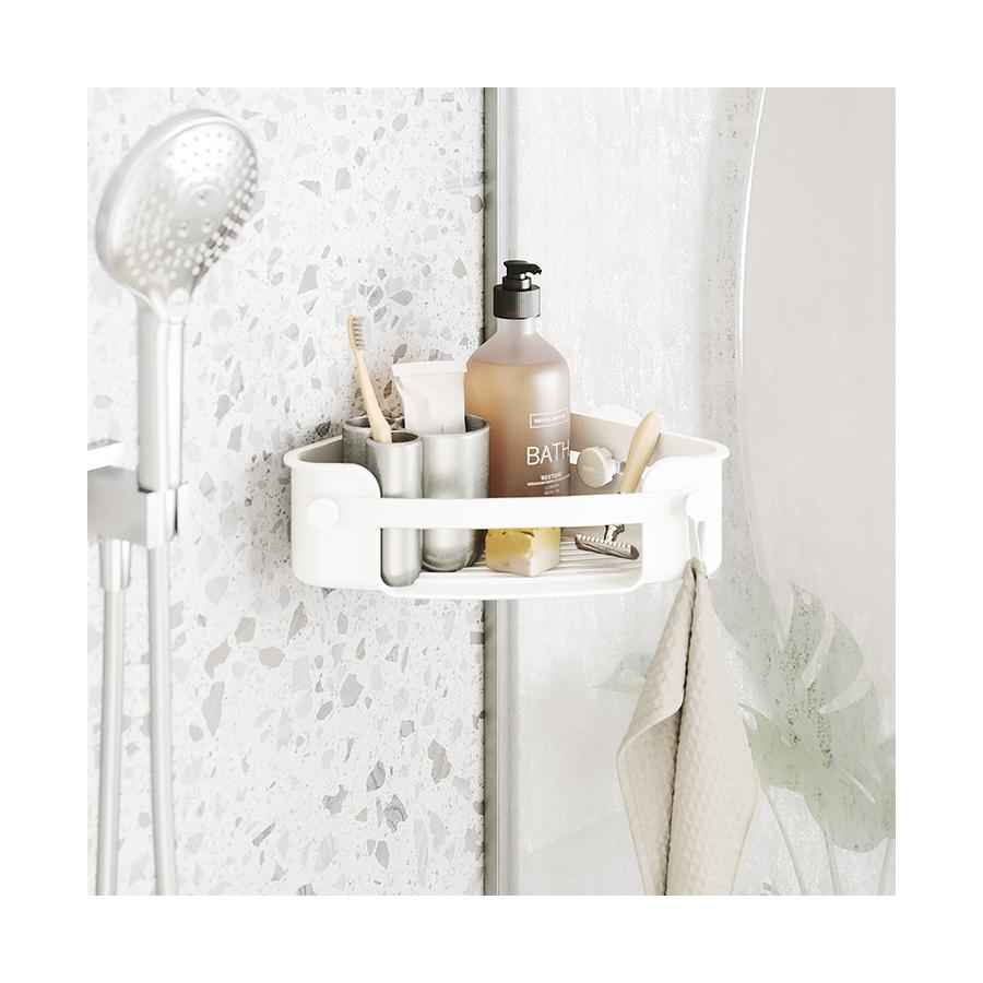 Umbra Flex Adhesive Corner Bin White White