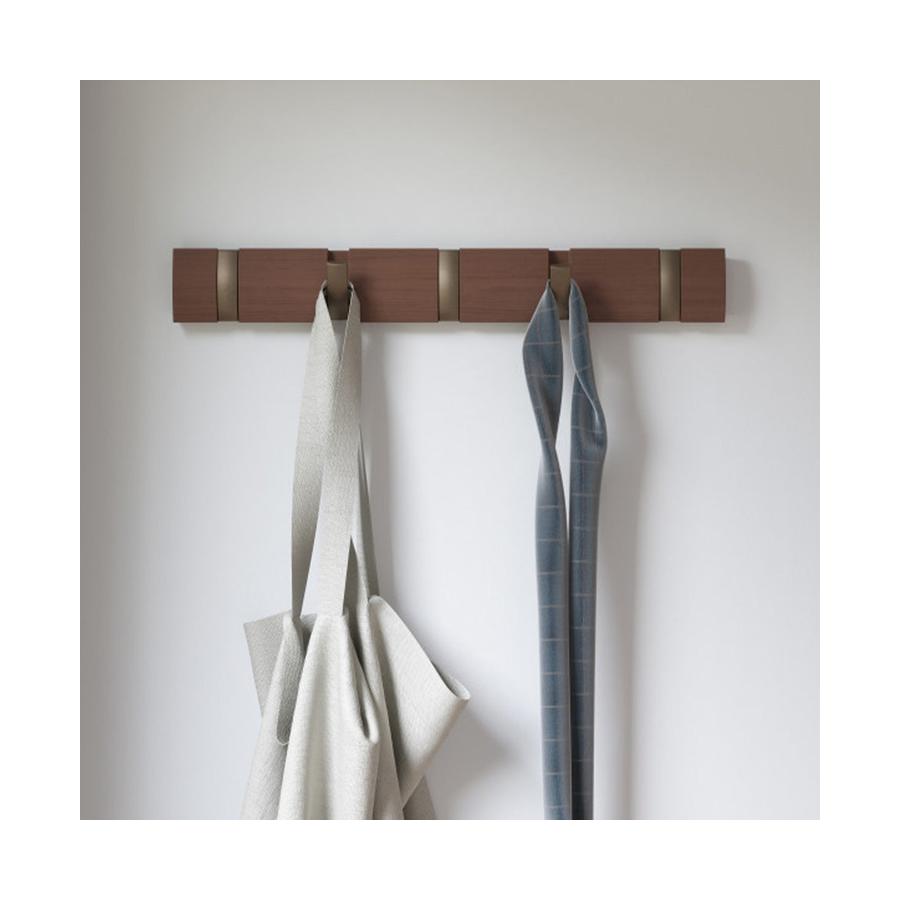 Umbra Flip 5 Wall Mounted Hook Light Walnut/Warm Gold Light Walnut/Warm Gold