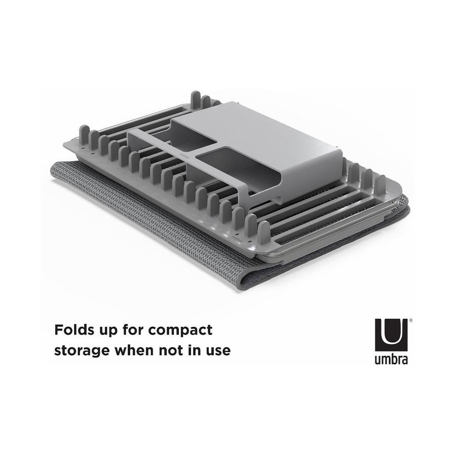 Umbra UDry Over the Sink Dish Rack with Dry Mat Charcoal Charcoal