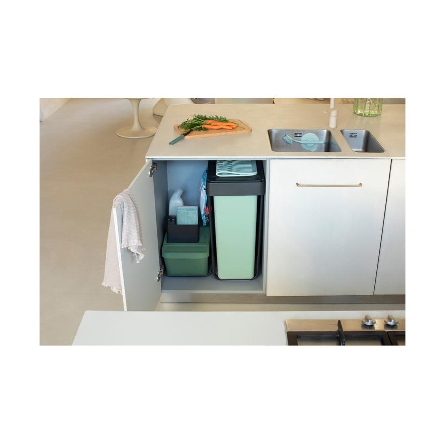 Brabantia Sort & Go Built-In Bin (2 x 30L) Dark Grey & Jade Green Dark Grey & Jade Green
