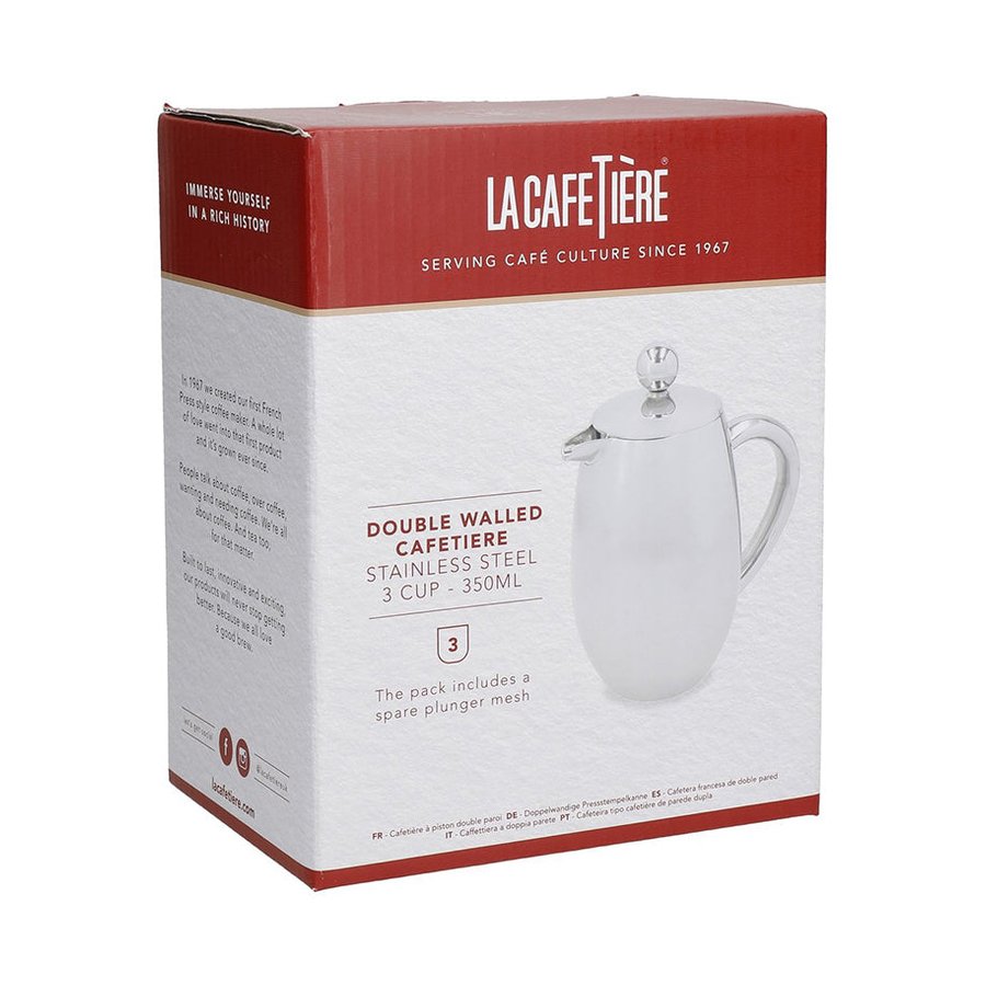 La Cafetiere 3 Cup Double Wall French Press Stainless Steel Stainless Steel