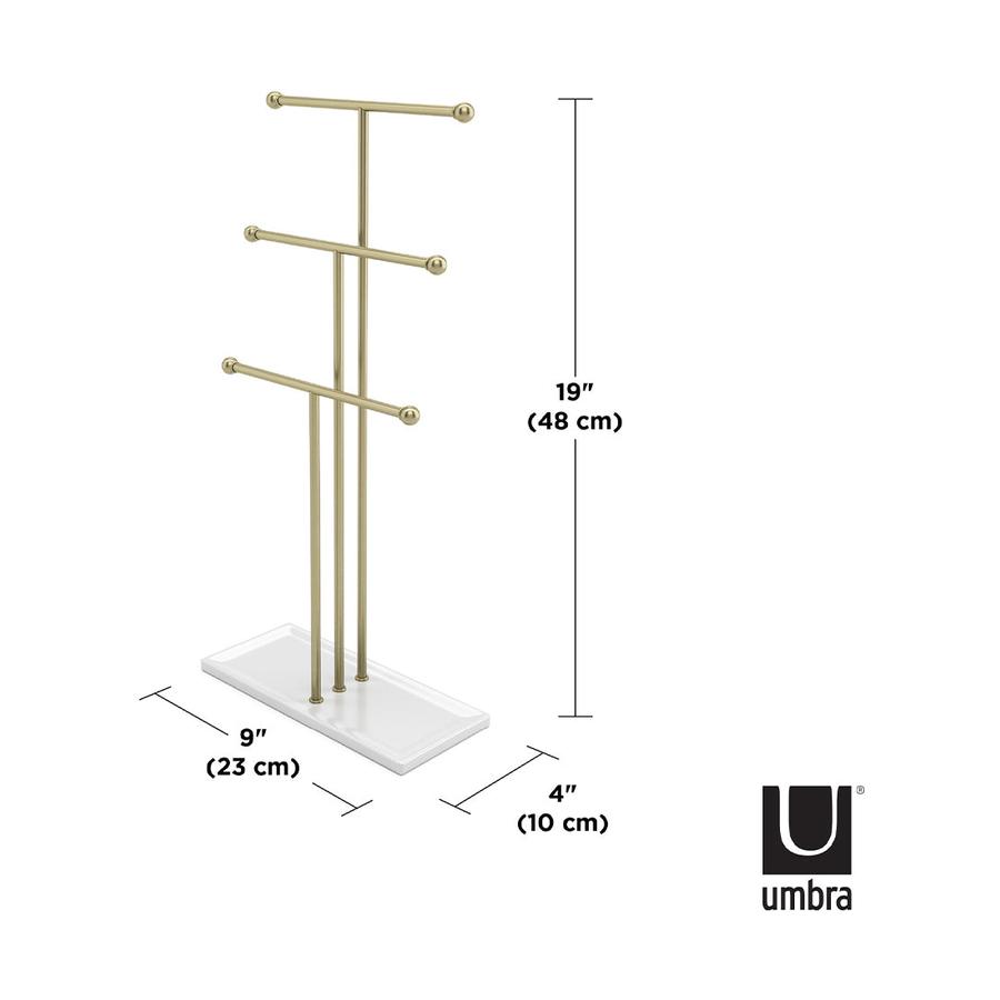Umbra Trigem Jewellery Stand Organiser White/Brass White/Brass