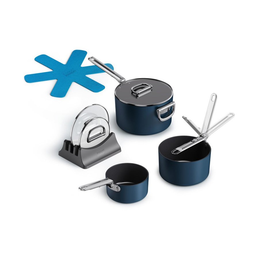 Joseph Joseph Space 3 Piece Non-Stick Saucepan Set Midnight Blue Midnight Blue