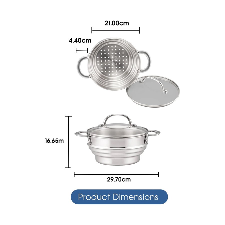 Raco Steel Essentials 16/18/20cm Universal Steamer with Lid Stainless Steel Stainless Steel