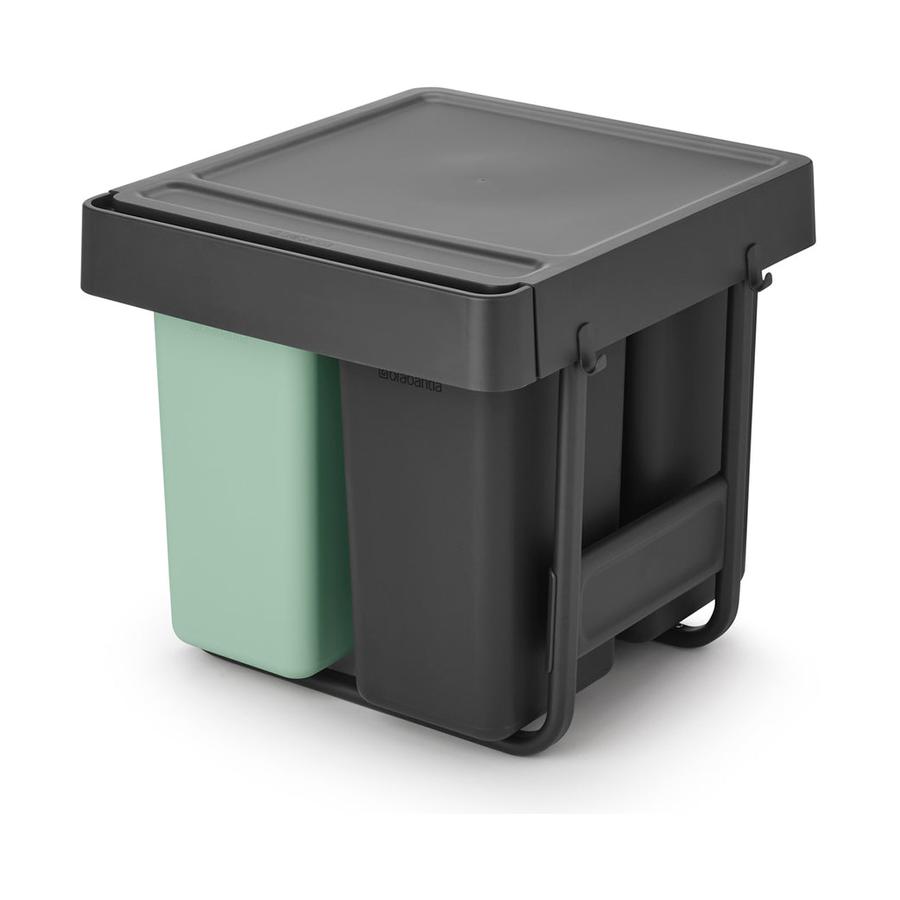 Brabantia Sort & Go Built-In Bin (10+10+20L) Dark Grey & Jade Green Dark Grey & Jade Green