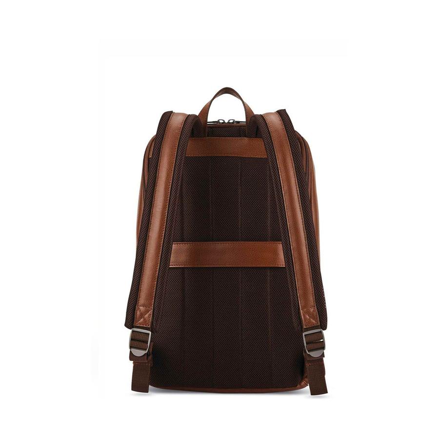 Samsonite Classic Leather Slim Laptop Backpack Cognac Cognac