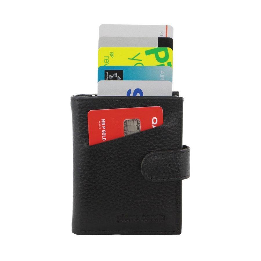 Pierre Cardin Conrad Leather Smart Slide Card Holder Tab Wallet Black Black