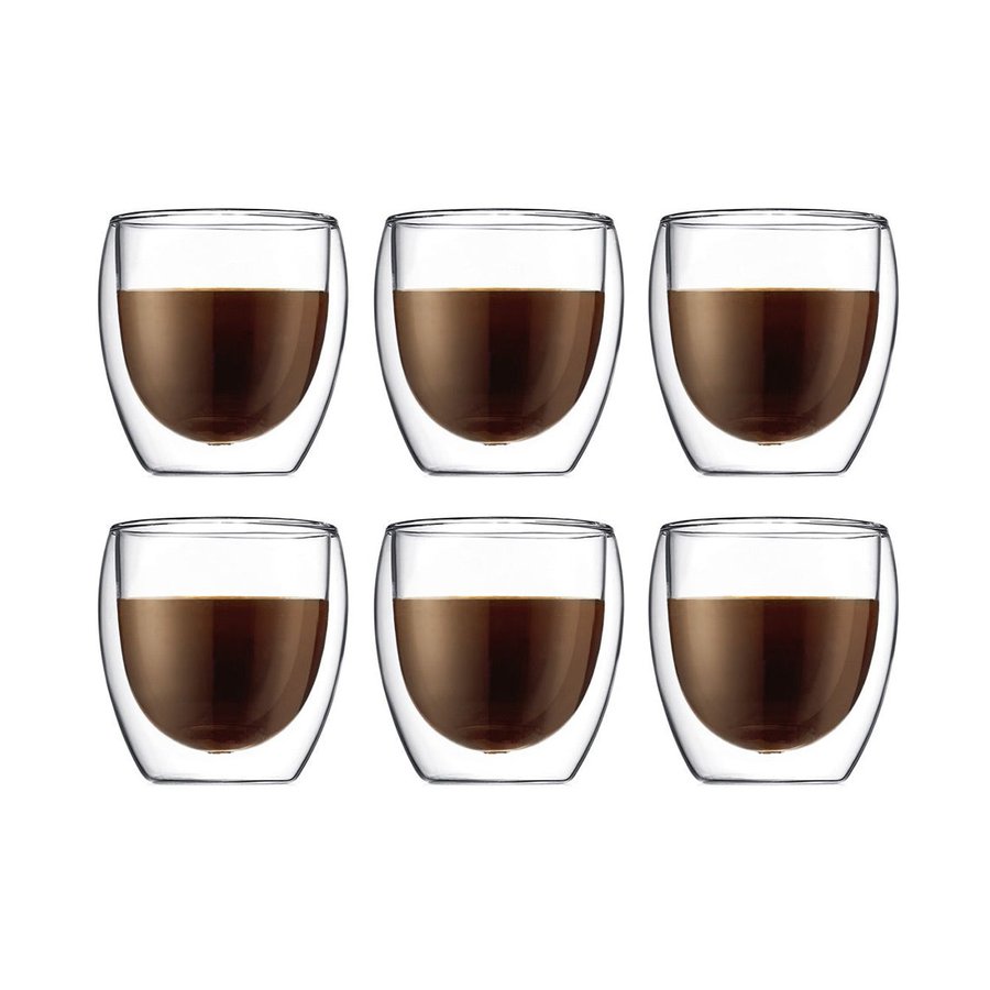 Bodum Pavina 250ml Double Wall Glasses (Set of 6) Transparent Transparent