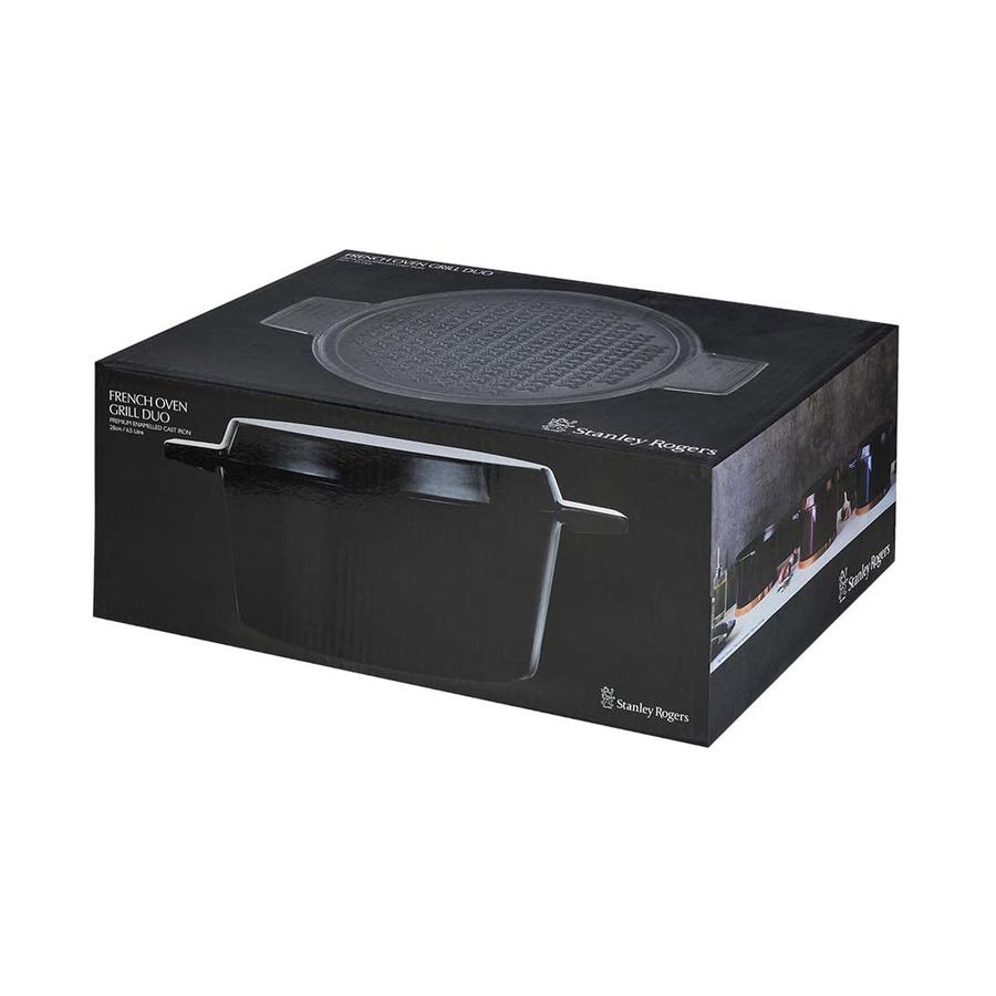 Stanley Rogers Cast Iron 28cm (6.5L) French Oven Grill Duo Midnight Blue Midnight Blue