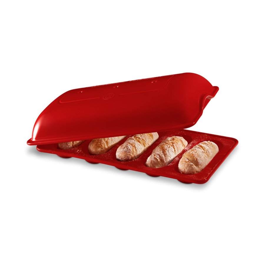 Emile Henry Mini Baguettes Bread Baker Burgundy Burgundy