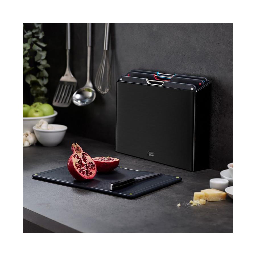 Joseph Joseph Folio Steel 4-Piece Chopping Board Set Carbon Carbon