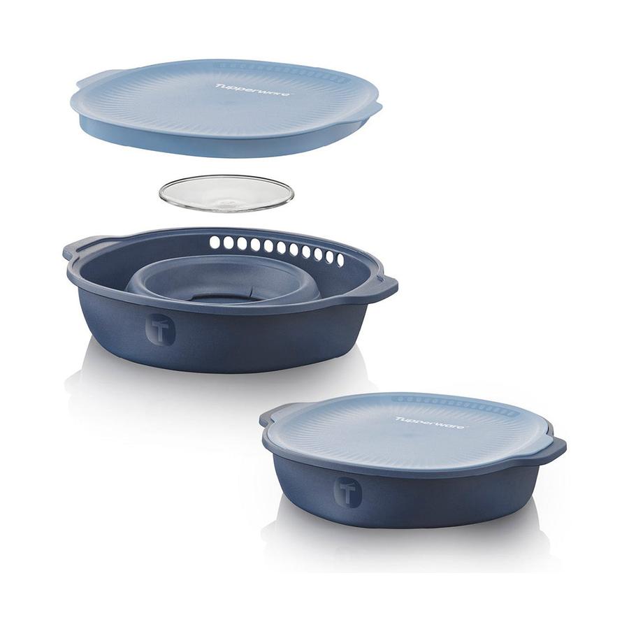 Tupperware WOW Pop Microwave Popcorn Maker Blue Blue