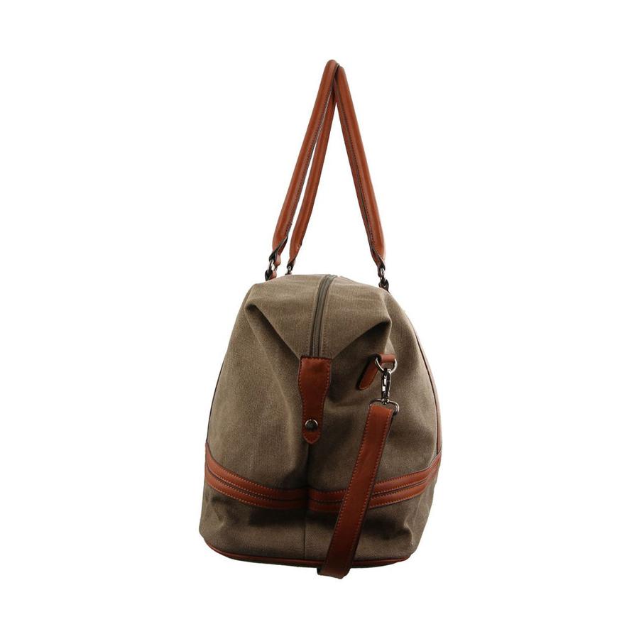 Pierre Cardin Teddie Canvas Overnight Duffle Bag Brown Brown