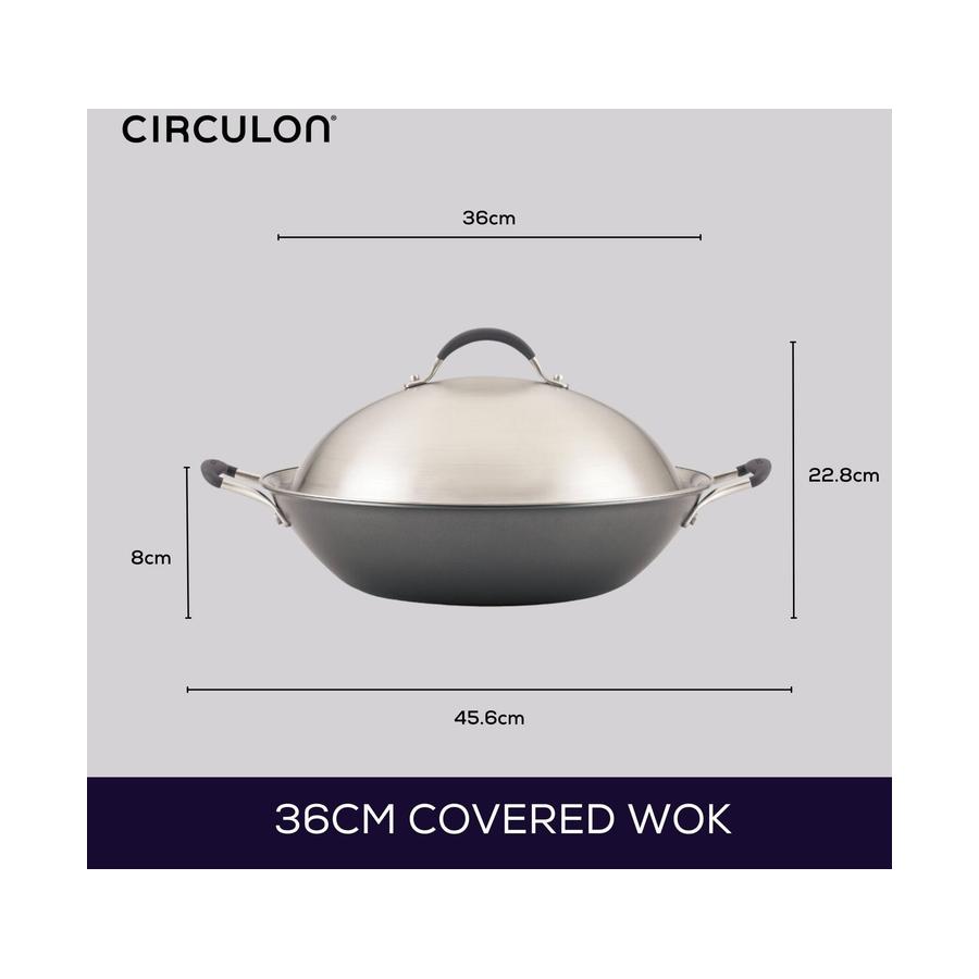 Circulon ScratchDefense A1 36cm Covered Wok Black Black