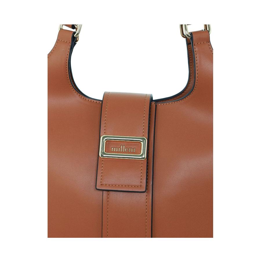 Milleni Aeris Ladies Vegan Leather Fashion Caryall Tote Bag Tan Tan