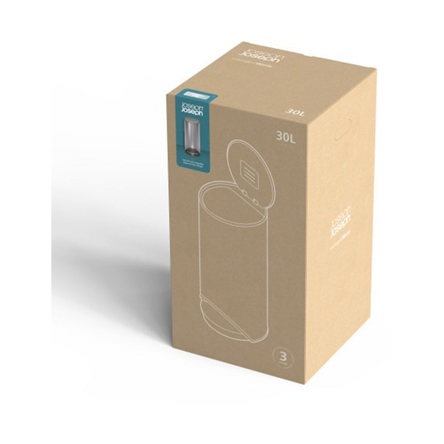 Joseph Joseph Arc 30L Easy Push Pedal Bin Stainless Steel Stainless Steel