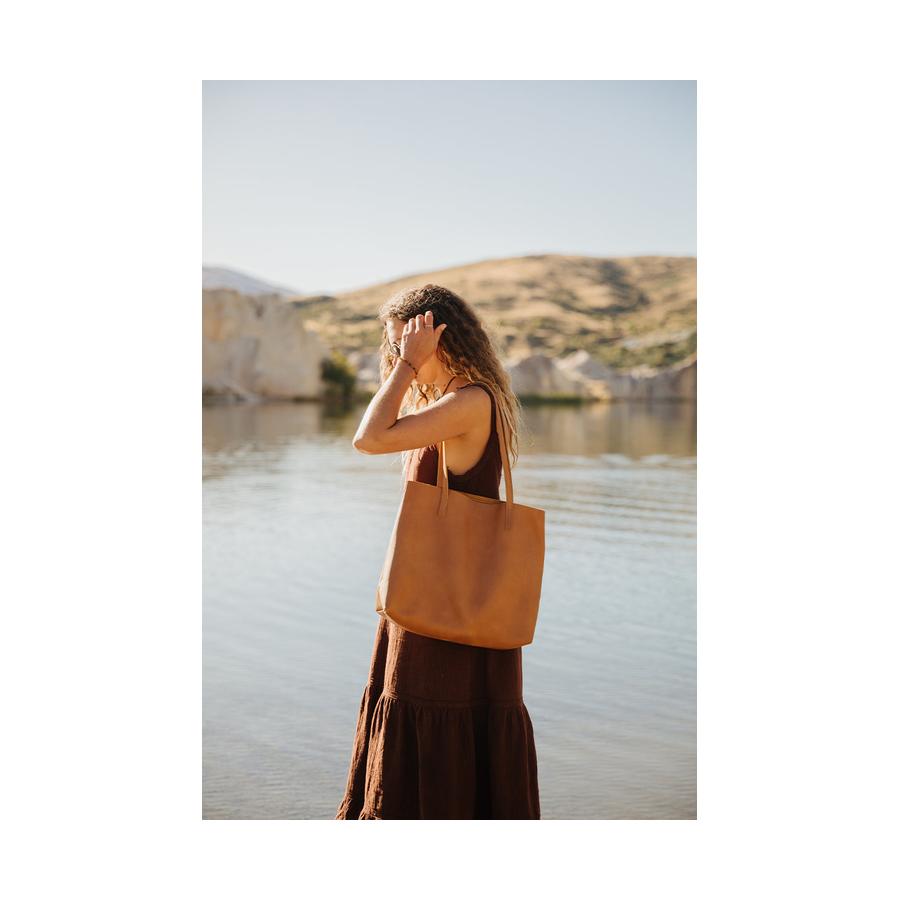 Duffle&Co Bri Raw Edged Tote Vintage Tan Vintage Tan