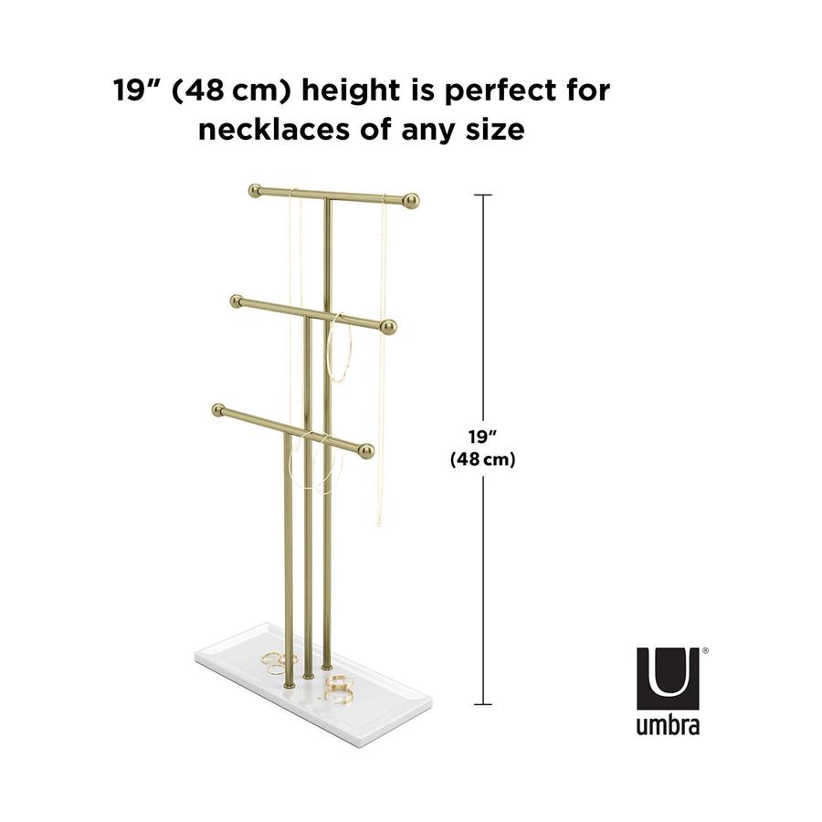 Umbra Trigem Jewellery Stand Organiser White/Brass White/Brass