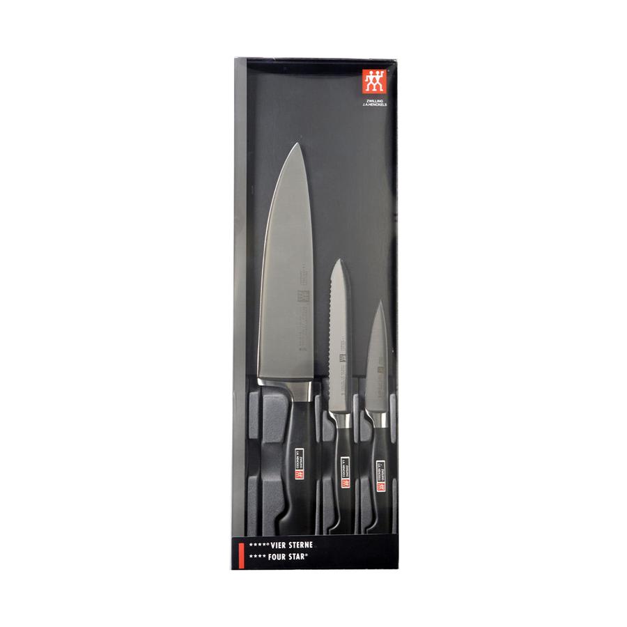 Zwilling Four Star Promo Starter 3 Piece Knife Set Black Black