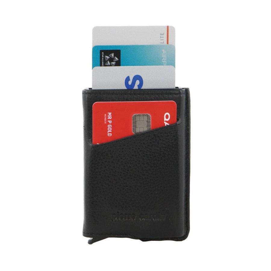 Pierre Cardin Dorian Leather Smart Slide Card Holder Wallet Black Black