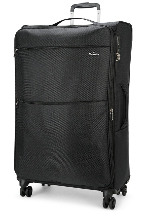 Caselite Ultra 80cm Softside Checked Suitcase Black