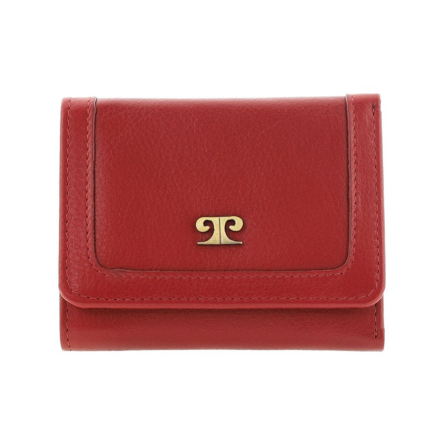 Pierre Cardin Shakira Ladies Leather Snap Button Tri-Fold Wallet Red Red