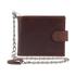 Pierre Cardin Ozzy Men's Rustic Leather Metal Chain Wallet Chestnut