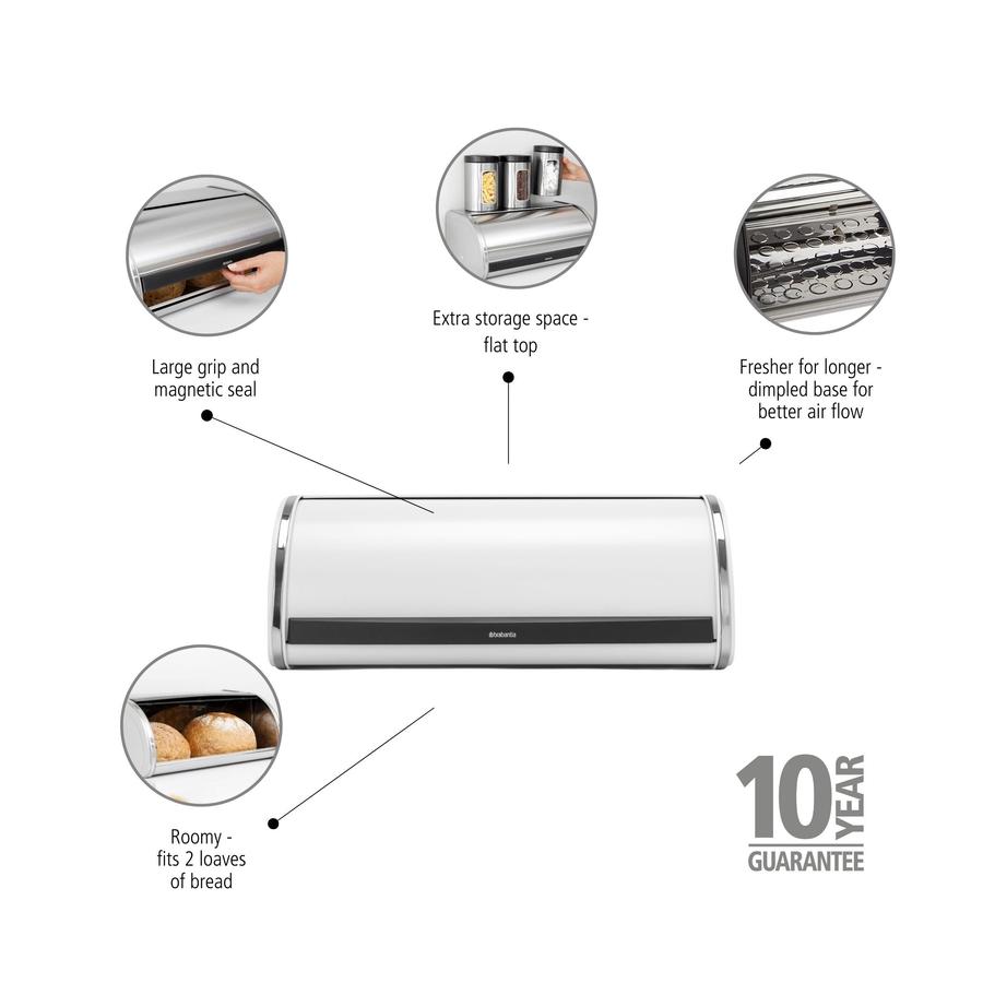 Brabantia Roll Top Bread Bin White White