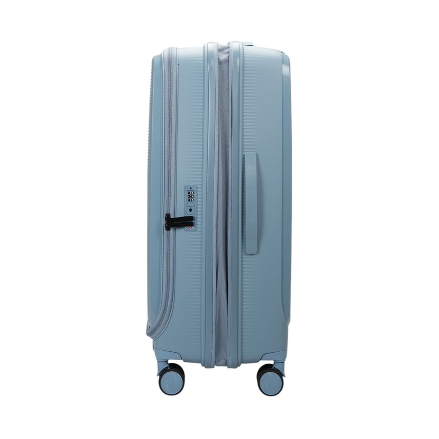 Caselite Venture 76cm Top Open Hardside Checked Suitcase Grey Blue Grey Blue