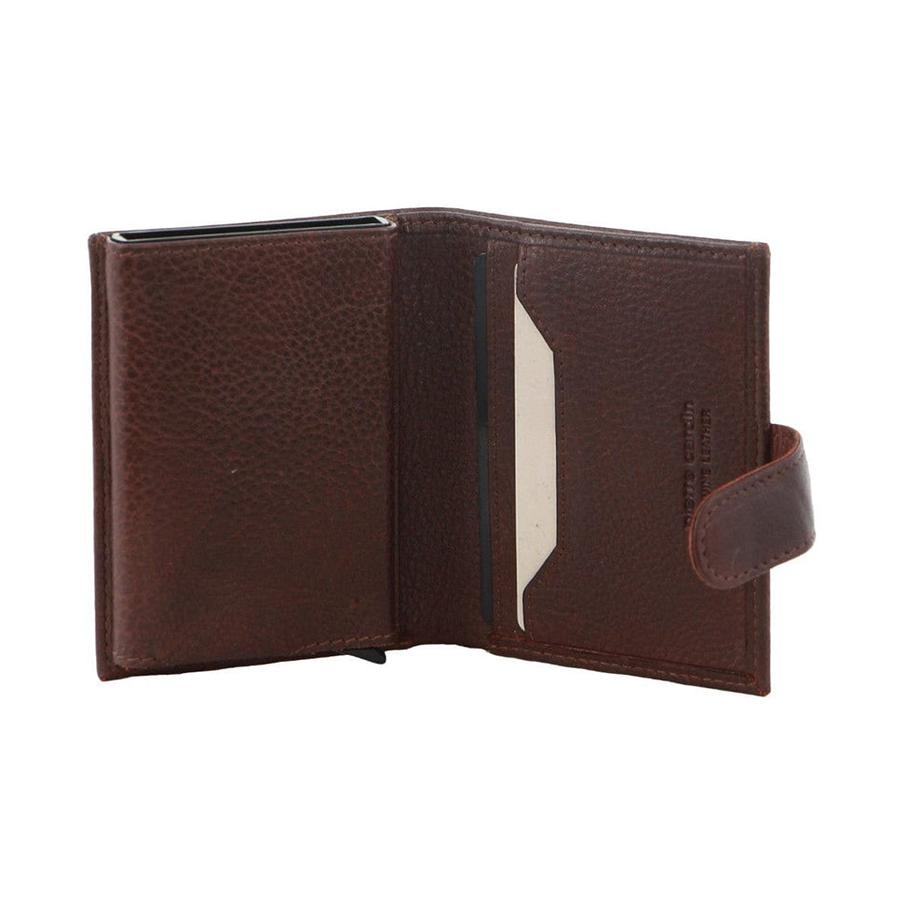 Pierre Cardin Conrad Leather Smart Slide Card Holder Tab Wallet Brown Brown