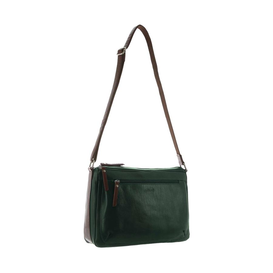 Milleni Caroline Women's Leather Crossbody Bag Emerald/Chestnut Emerald/Chestnut