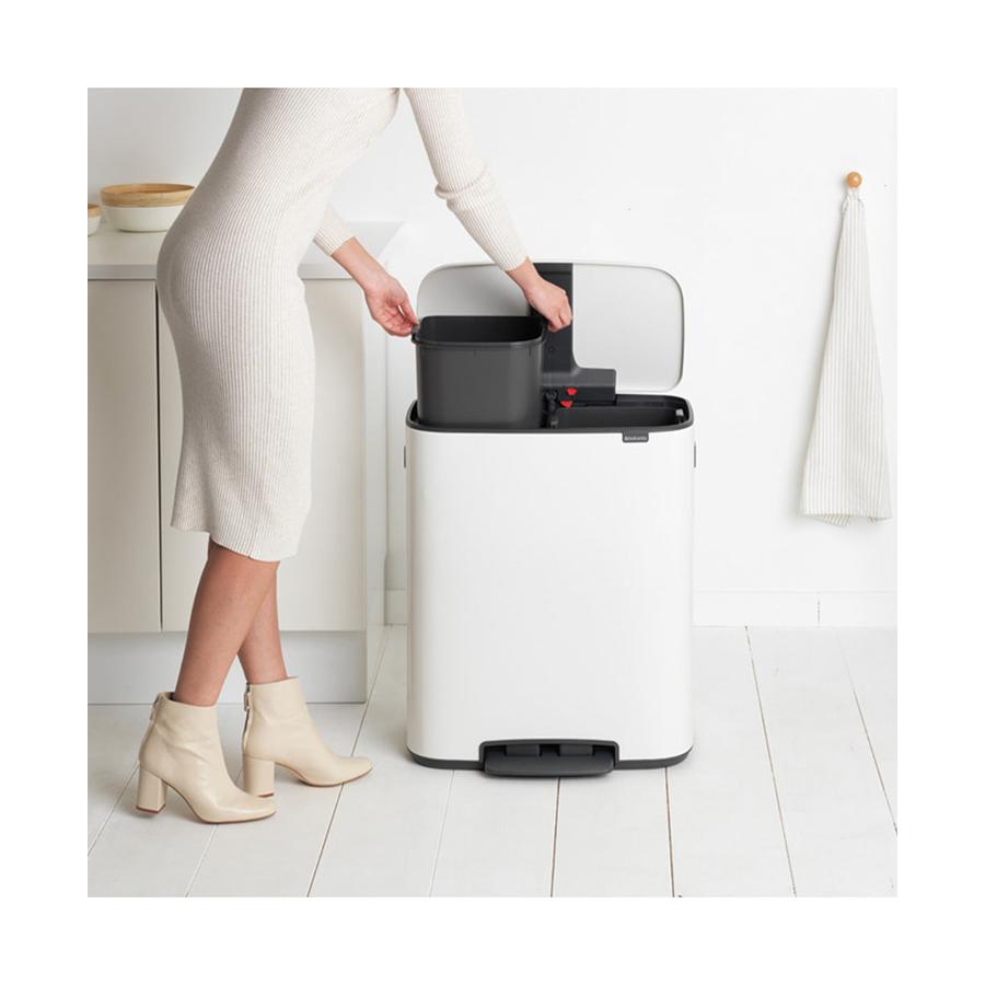 Brabantia Bo Pedal Bin (2 x 30L) White White
