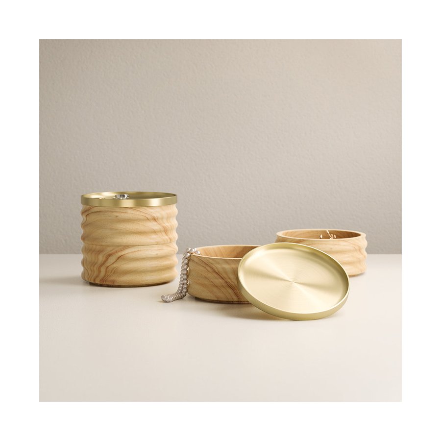 Umbra Tesora Wood Jewellery Box Natural/Brass Natural/Brass