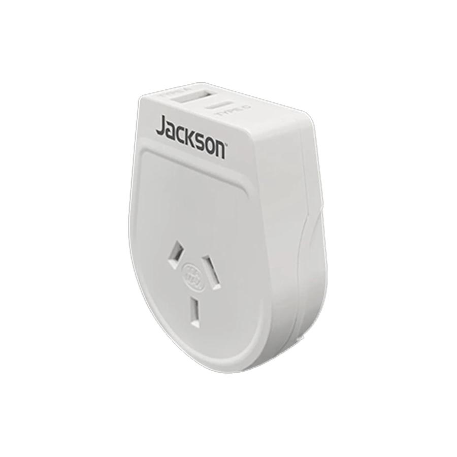 Jackson Slim NZ to USA Travel Adapter with USB-A & C White White