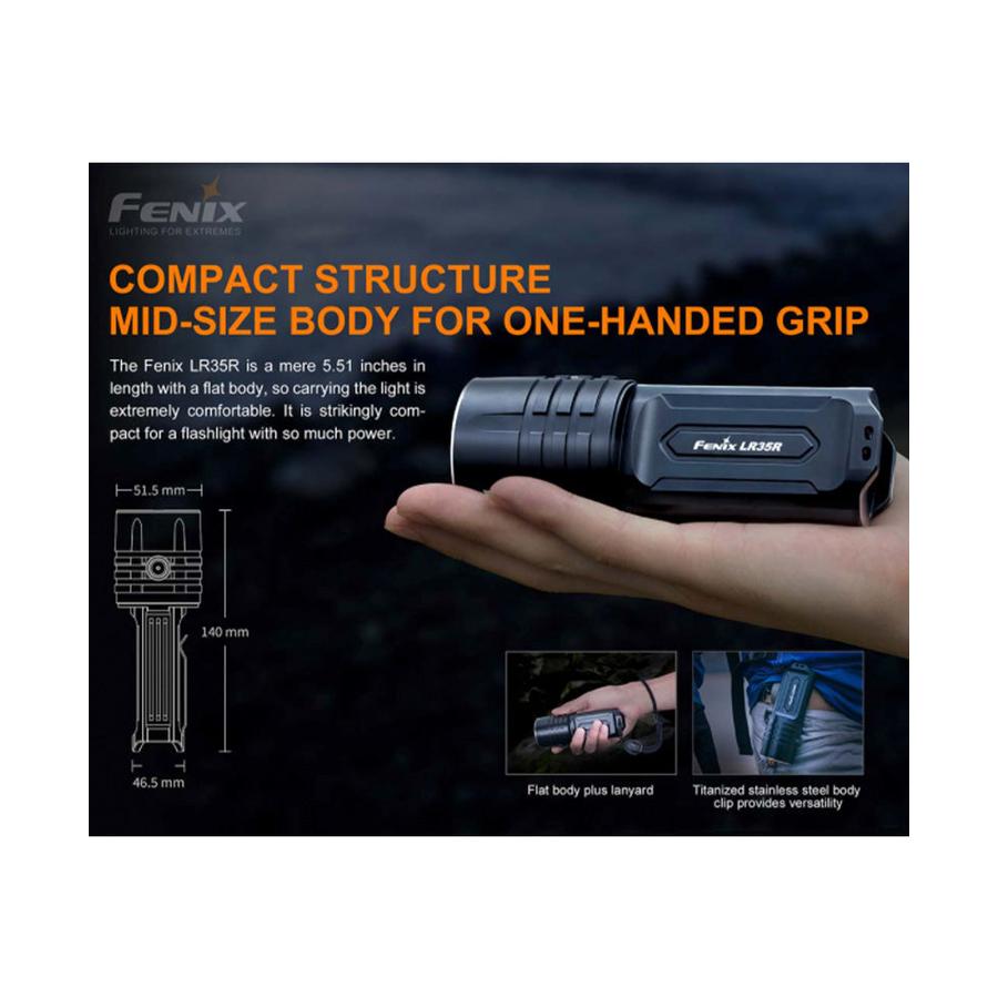 Fenix LR35R  Rechargable Torch Black Black