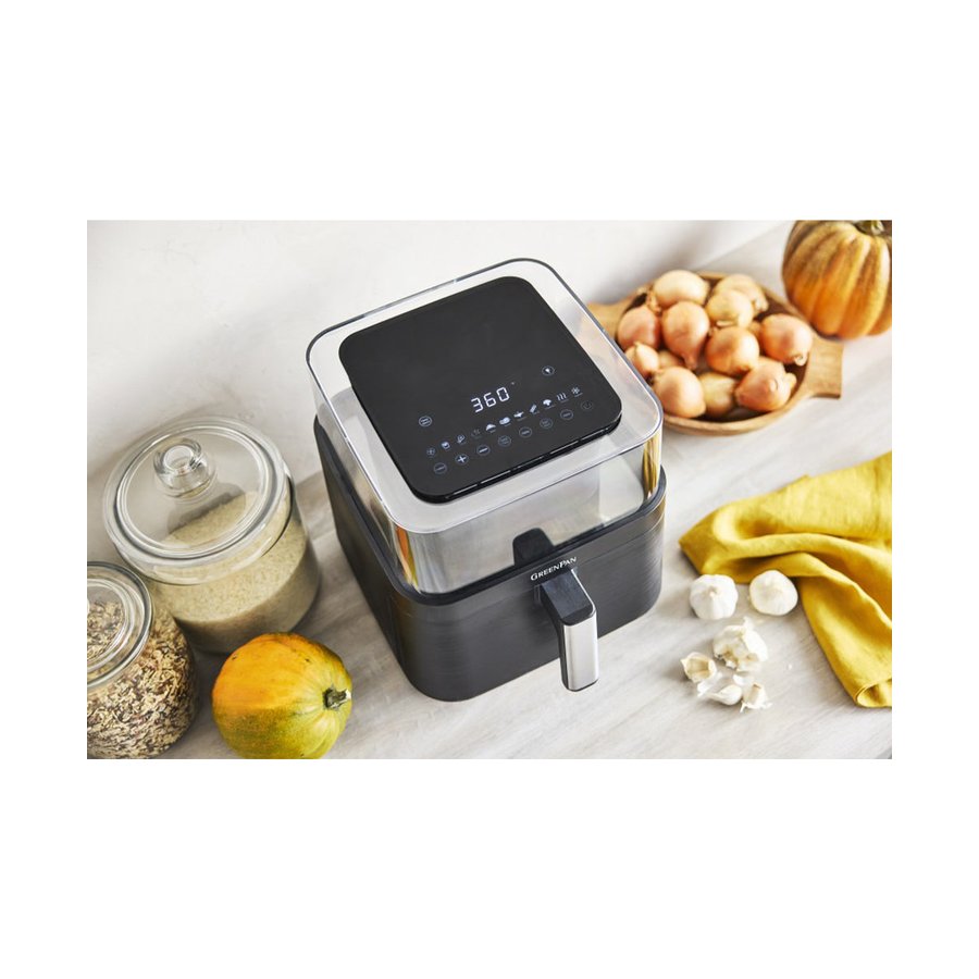 GreenPan Bistro Air Fryer with See-Thru Lid 6.6L Black Black
