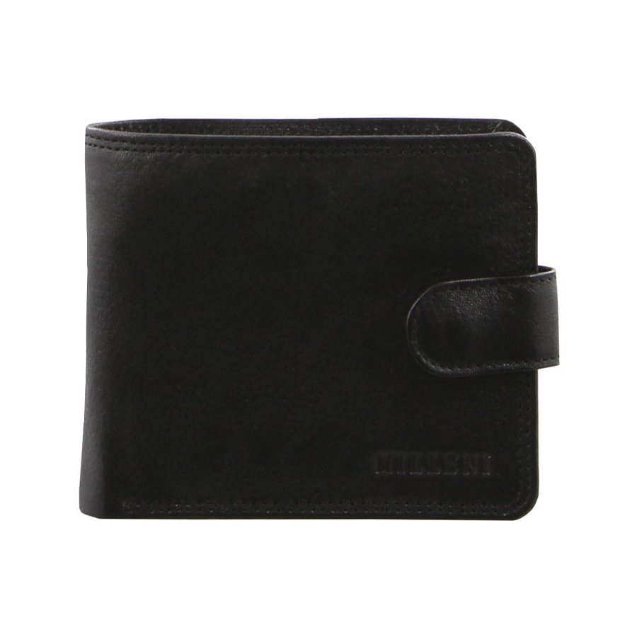 Milleni Fabio Men's Leather RFID Wallet Black Black