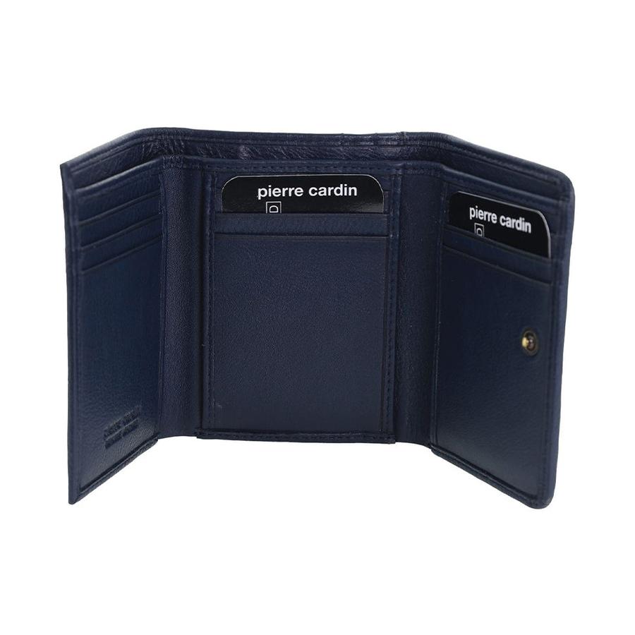Pierre Cardin Shakira Ladies Leather Snap Button Tri-Fold Wallet Navy Navy
