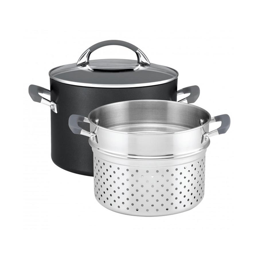 Anolon Endurance+ 24cm (7.6L) Stockpot & Pasta Insert Black Black