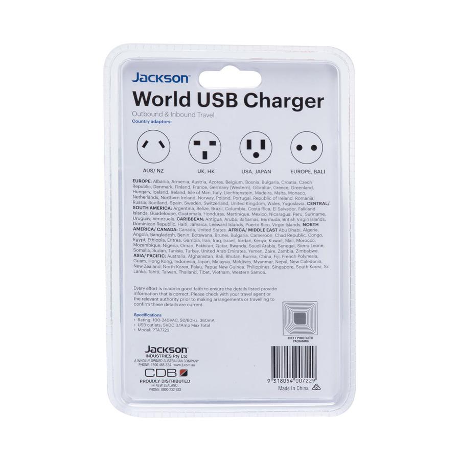 Jackson Worldwide Adapter with USB & USB-C White White