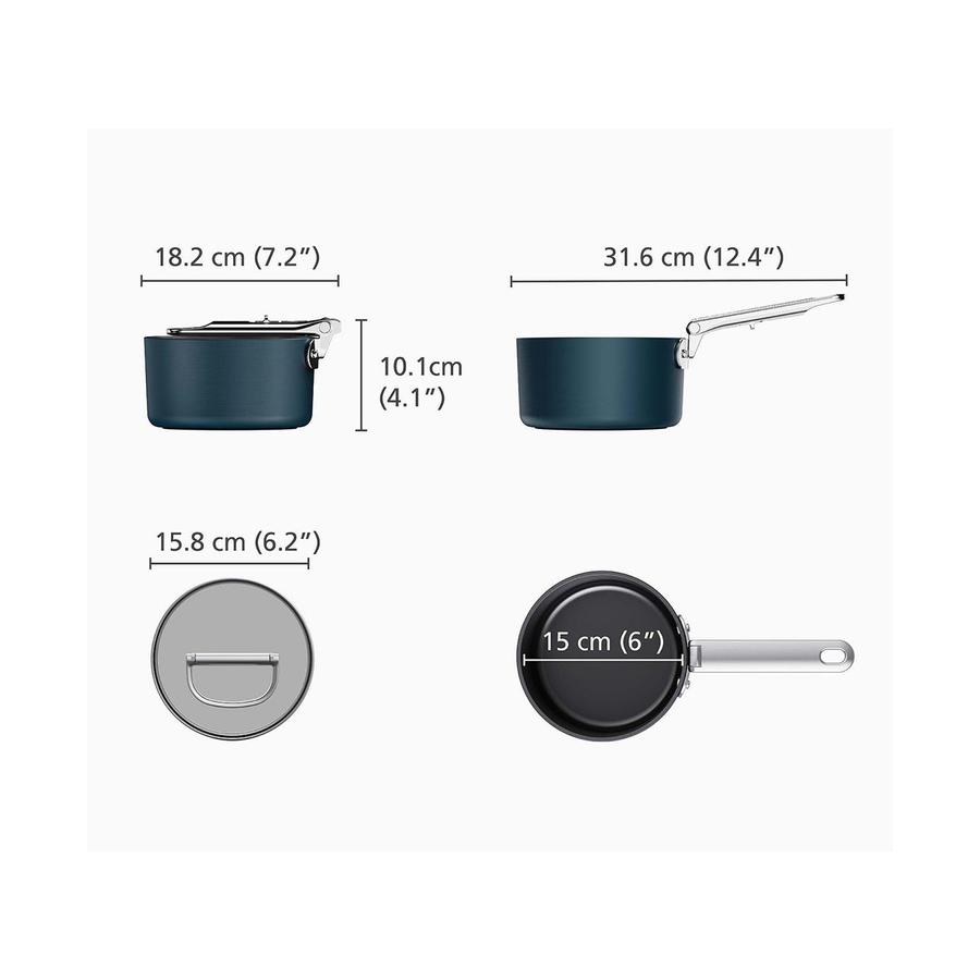 Joseph Joseph Space 15cm Non-Stick Saucepan & Lid Midnight Blue Midnight Blue