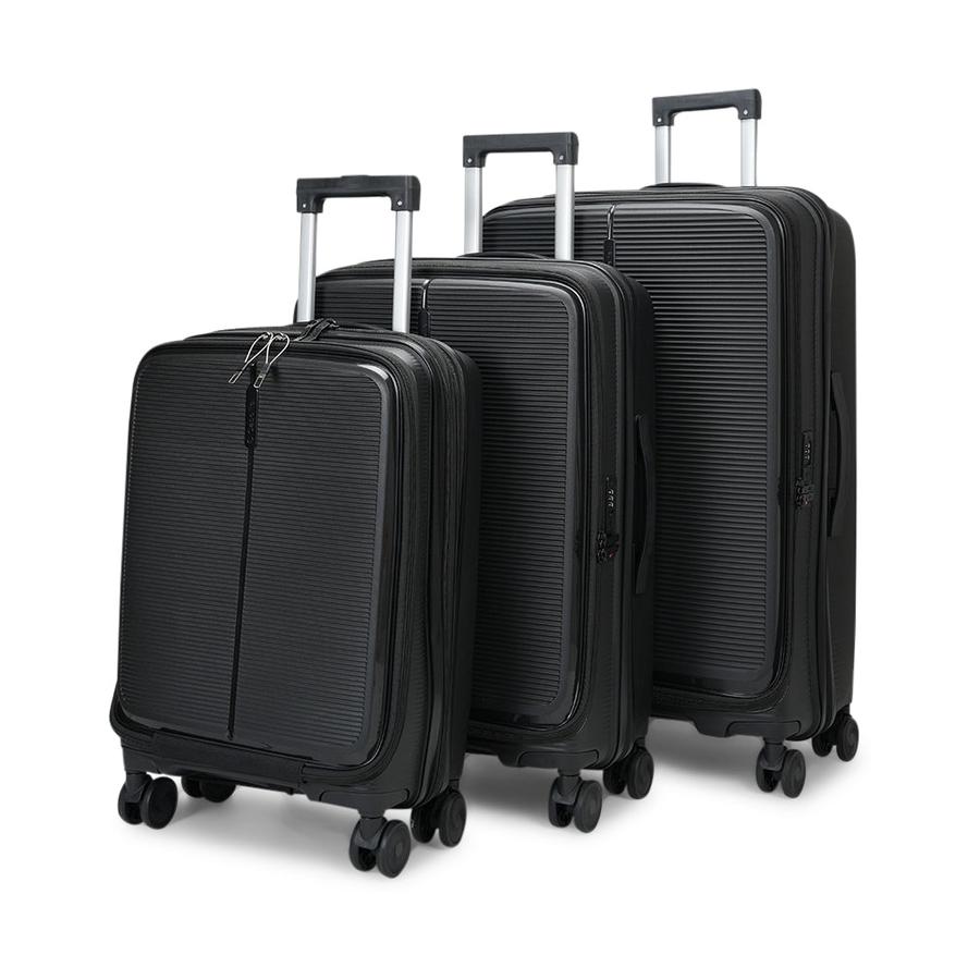 Caselite Venture 57cm, 66cm & 76cm Top Open Hardside Luggage Set Black Black
