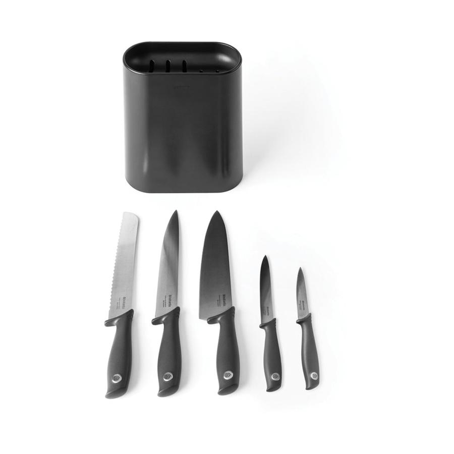 Brabantia Tasty+ Knife Block Plus Knives Dark Grey Dark Grey