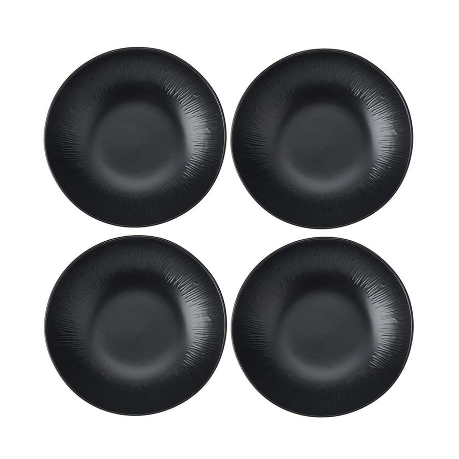 Mikasa Jardin Midnight 20cm Stoneware Pasta Bowls (Set of 4) Black Black