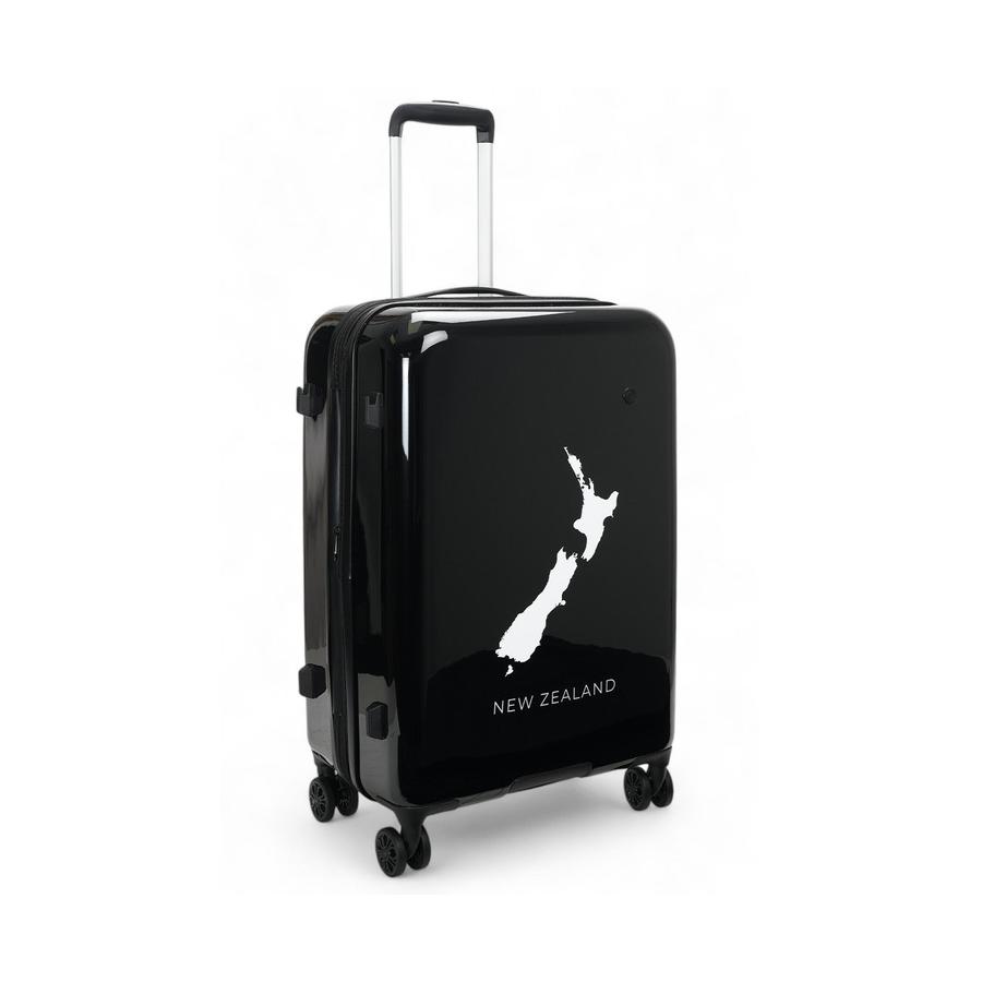 Caselite NZ Map 67cm Hardside Checked Suitcase Black Black