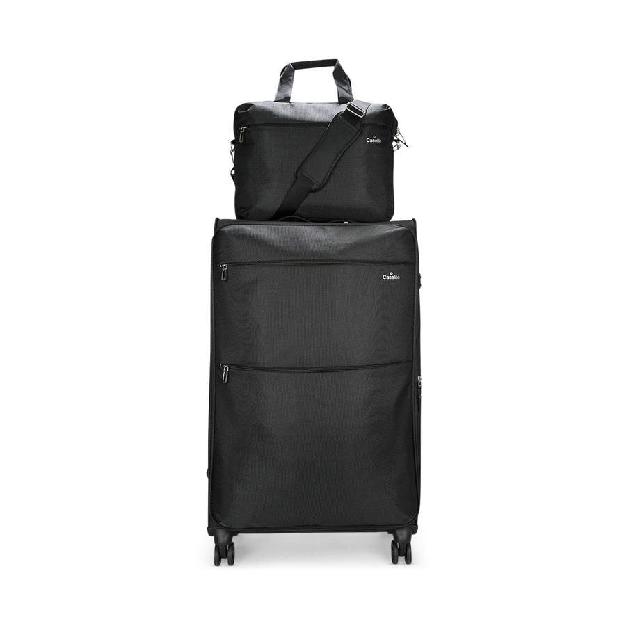 Caselite Ultra 80cm Softside Checked Suitcase & Laptop Bag Set Black Black